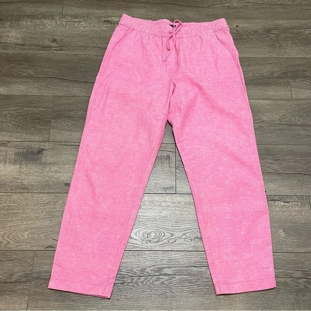 J. Crew Women's Linen Cotton Drawstring Pants Pink Sz 10 NWT Style AL464.
